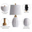Lampe de table moderne en céramique blanche de 60 cm avec abat-jour en lin pour chambre ou salon