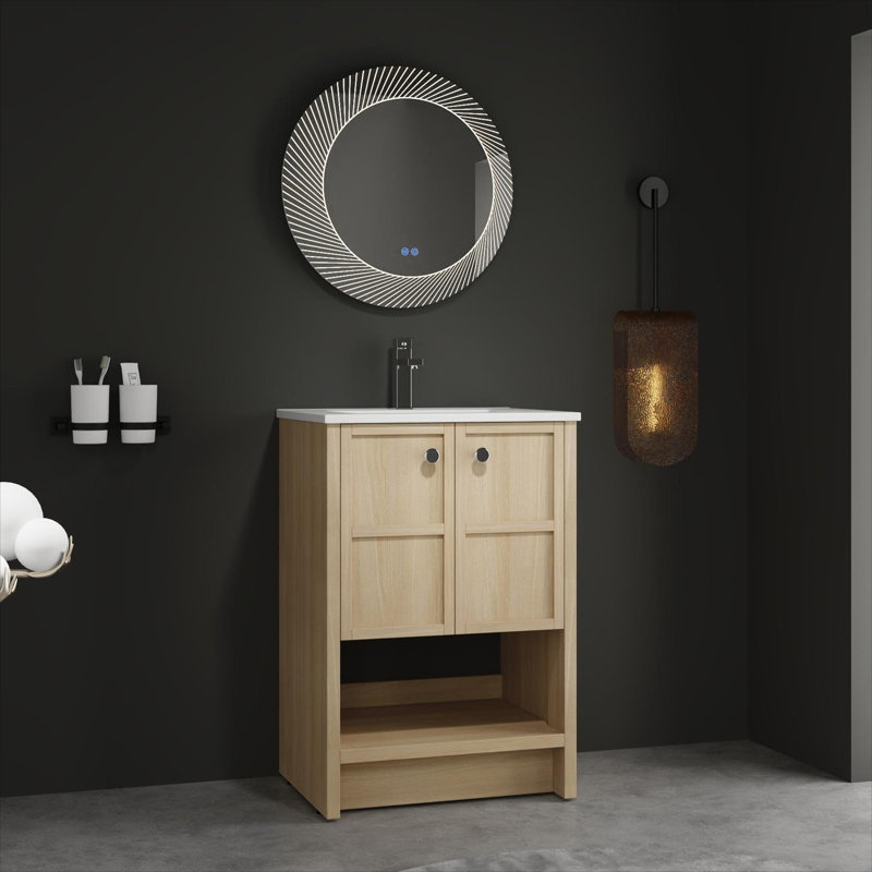 Meuble-lavabo autoportant avec lavabo en céramique