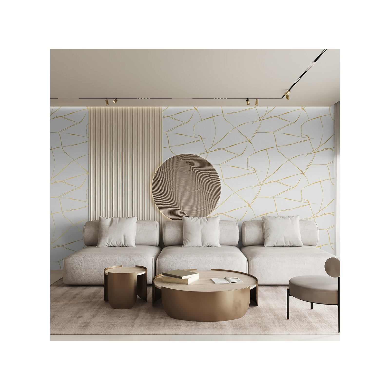 Niseko Modern Abstract Wallpaper, Metallic Goldenrod
