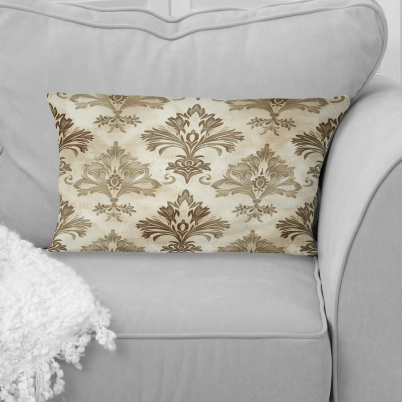 Coussin brun brun beige damassé Glam III - transitionnel