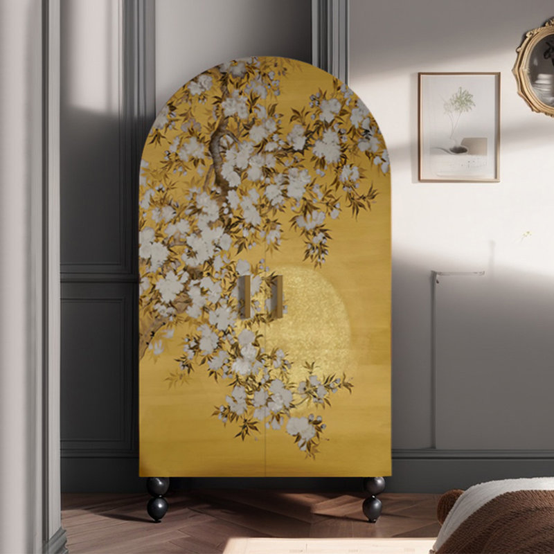 Armoire moderne à double arche, Noir / Jaune
