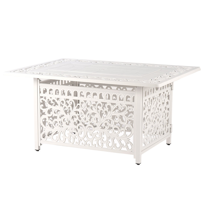 Justina Rectangle Aluminum Propane Smokeless Fire Pit Table with Hidden Fuel Tank, Brown