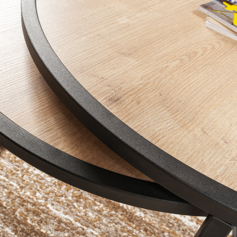 Tan 2 Piece Coffee Table Set, Sapphire Oak