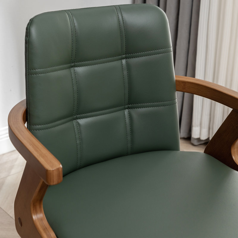 Eastwood 3 Pieces Swivel Faux Leather Counter&Bar Stools With Bamboo Frame, Bar Stool (30" Seat Height), Green
