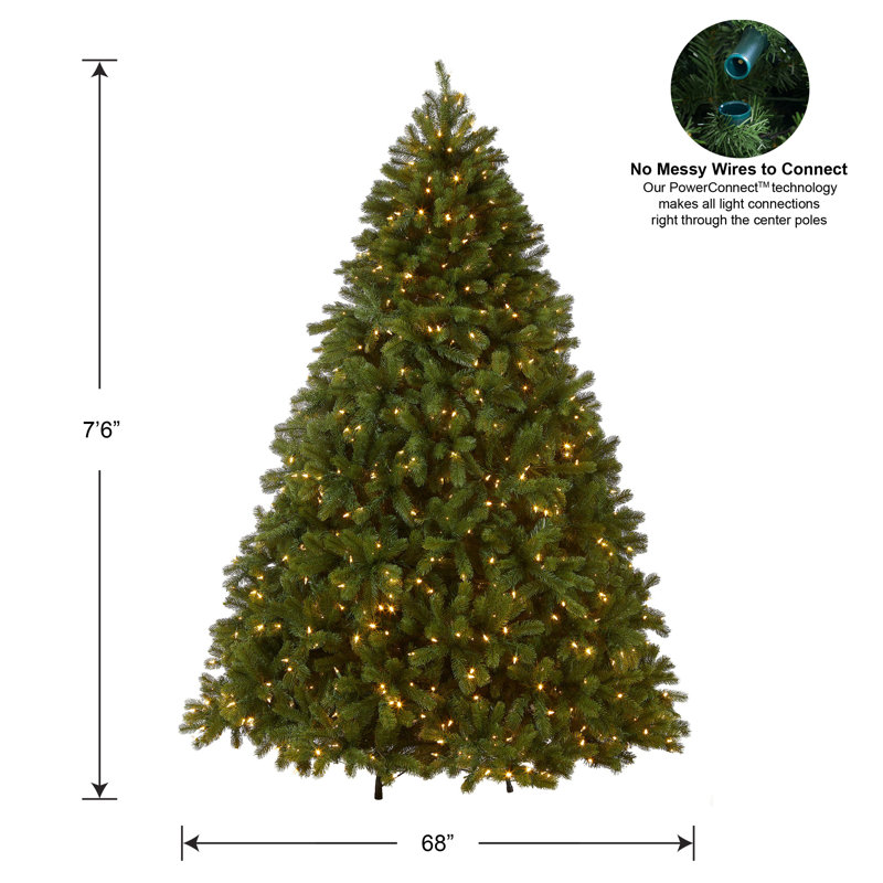 Downswept Douglas Green Fir Artificial Christmas Tree with Dual Color® LED Lights with Stand, 7.5' H