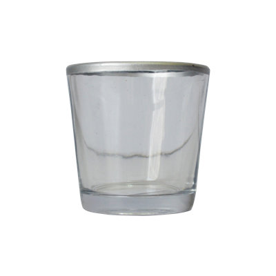 Porte-photophore en verre rebord argenté