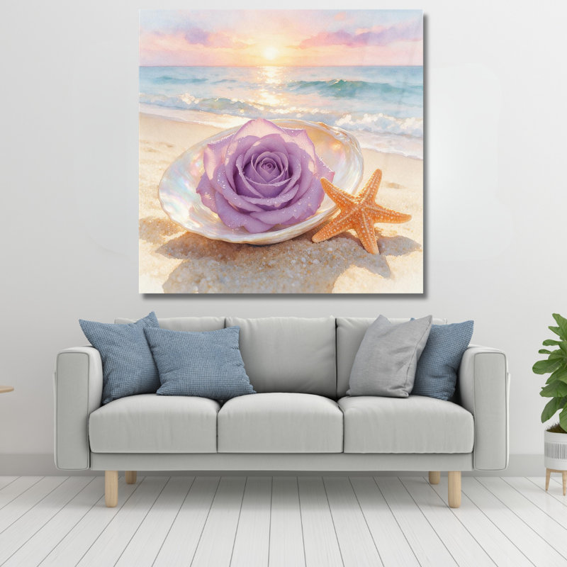 Art mural en verre trempé mauve, H 14 po x l 14 po