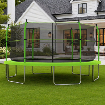 16ft Trampoline with Ladder and Enclosure Net for Kids and Adults, Heavy-duty 16' Outdoor Trampoline for Backyard