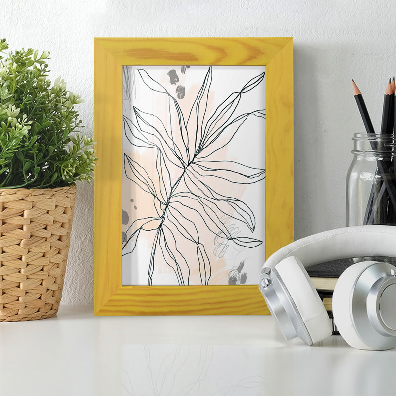 Palm, croquis I encadré sur papier, H 6 po x l 4 po x P 1 po, Jaune