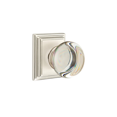 Ensemble de boutons de passage Emtek avec rosette Wilshire et bouton en verre Providence