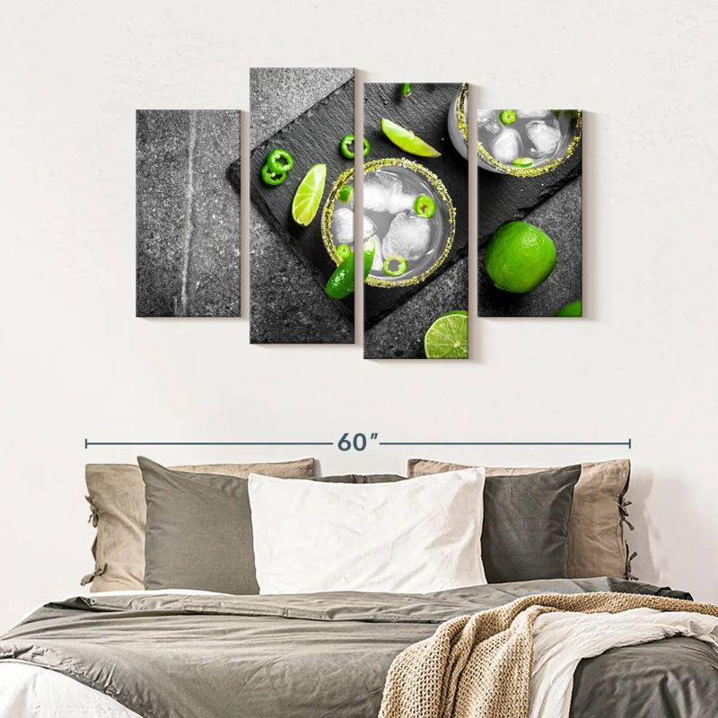 Cocktail mexicain cocktail sur toile, 4 pièces, H 32 po x l 52 po