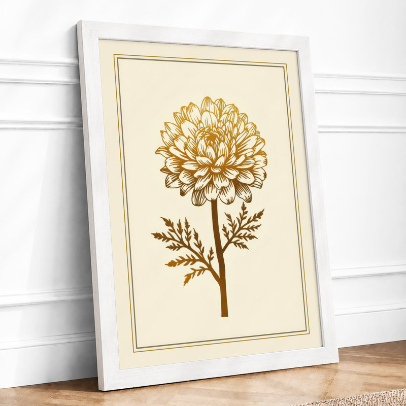 Chrysanthemum Study Botanical - Framed Print, A3 - 42.0 x 29.7 cm, White