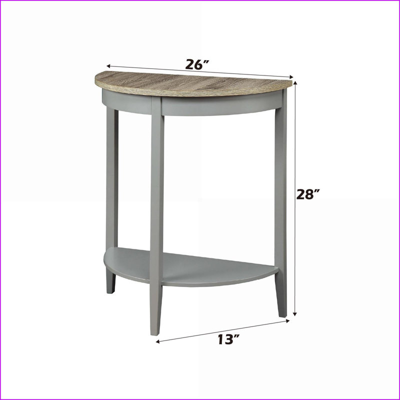 Chêne naturel Table basse grise en demi-lune pour le hall d'entrée / salon, pieds en pin robustes et amp; Rangement polyvalent