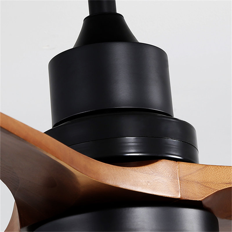 60 Inch Ceiling Fan With Lights 3 Solid Wood Fan Blade Noiseless Reversible Motor Remote Control