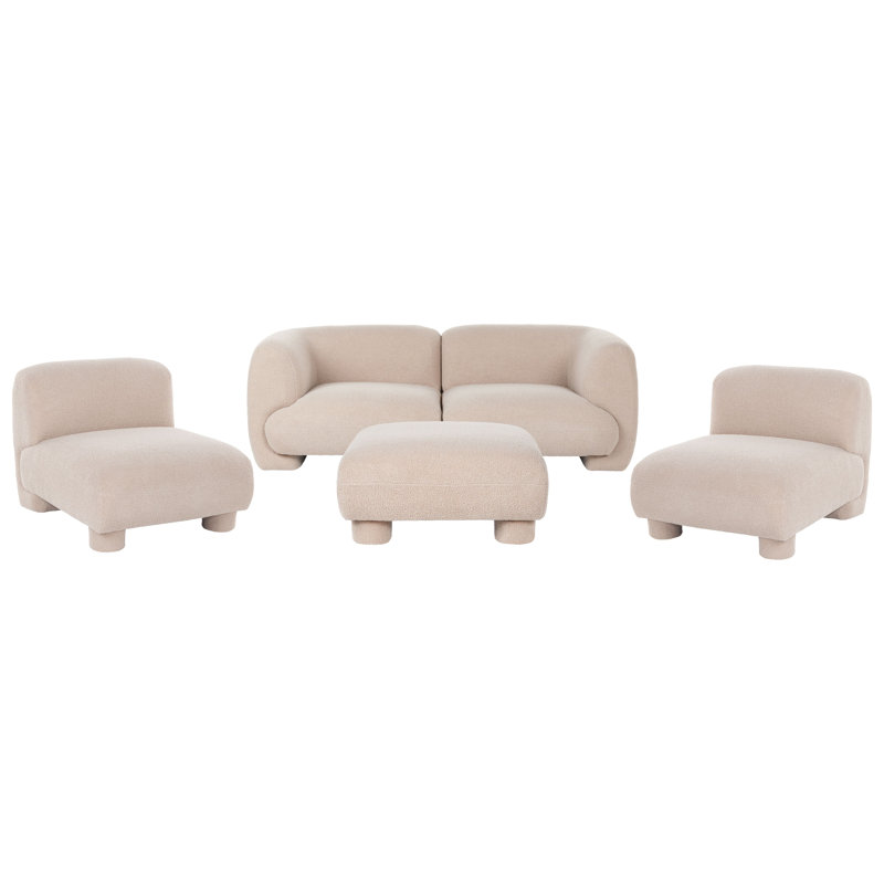 Ceonna 5 - Piece Living Room Set, Beige, Beige