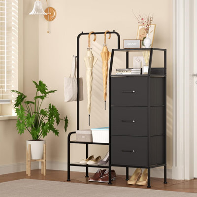 Commode avec support à suspendre - Commode 3 tiroirs en tissu pour chambre d'enfant - Grande tour de rangement réversible, armoire de rangement pour petits espaces pour appartement, dortoir H 49,21 po, noir
