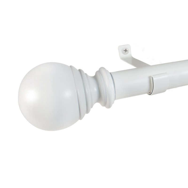Tringle de rideau simple en plastique réglable, 72 à 144 po de largeur, Blanc