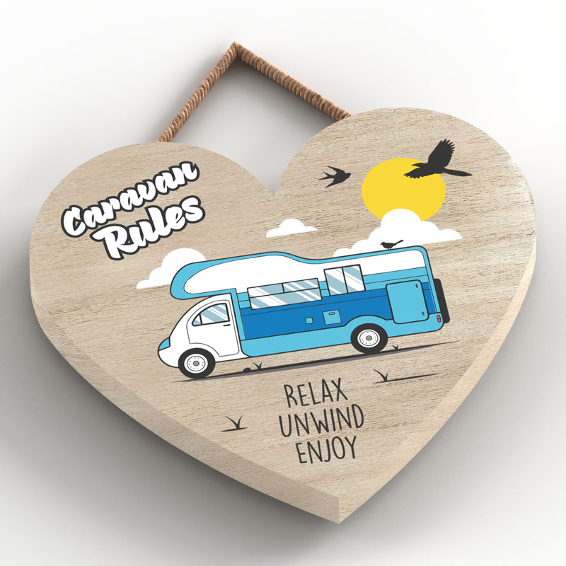Caravan Rules Blue - Print on MDF, 9cm H x 10cm W x 0.5cm D