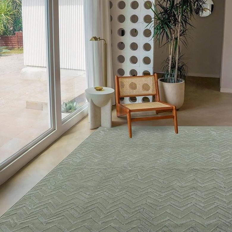 Zig Washable Rug, 5'1" x 7'10", Green