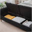 Banc de rangement rembourré 65,75 "avec double couvercle et accoudoirs roulés - noir