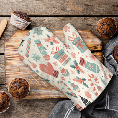 Soft Holiday Cheer Oven Mitt Cotton Twill
