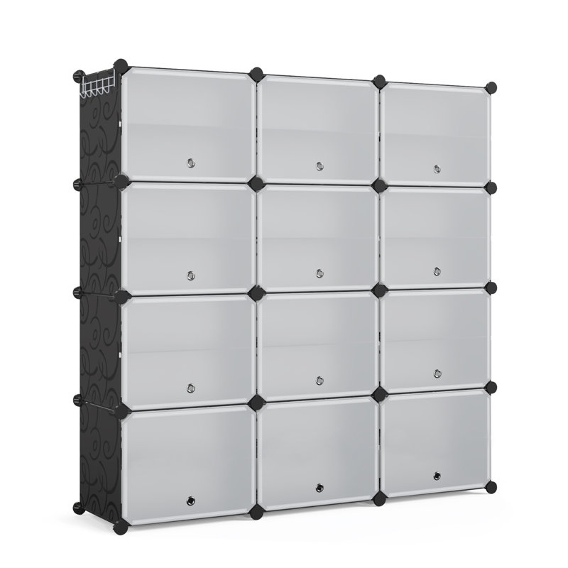 42 Pair Stackable Shoe Storage Cabinet, Black