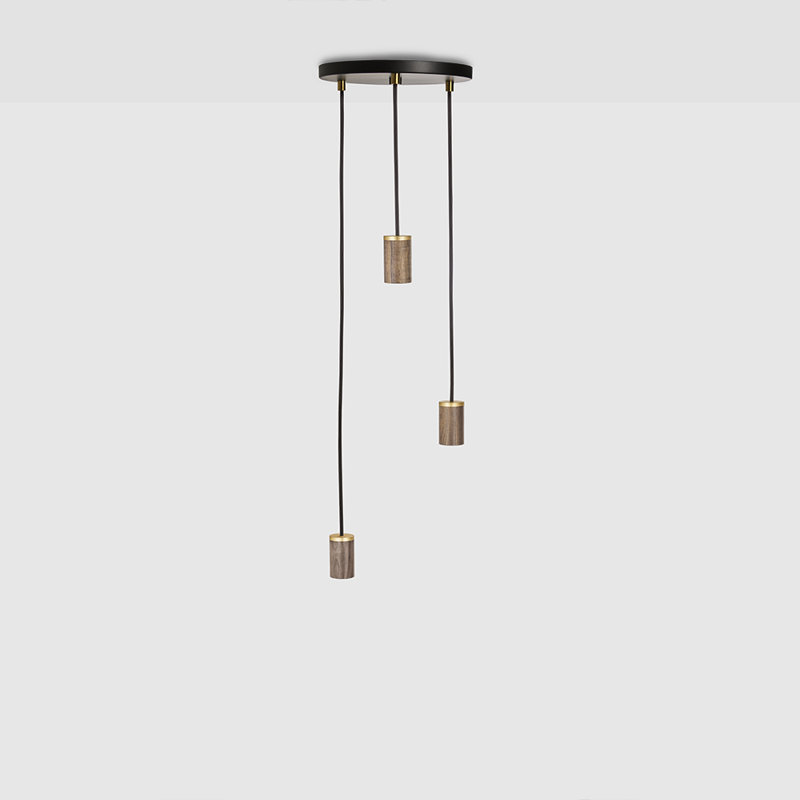 Walnut Triple Pendant, Matte Black