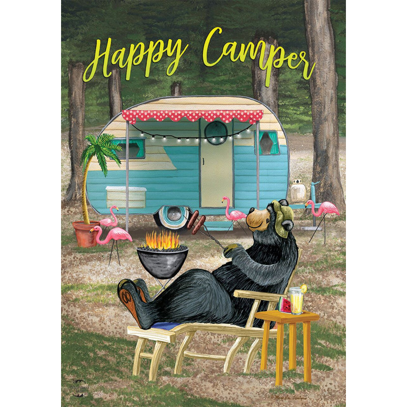 Drapeau de jardin Happy Bear Camper