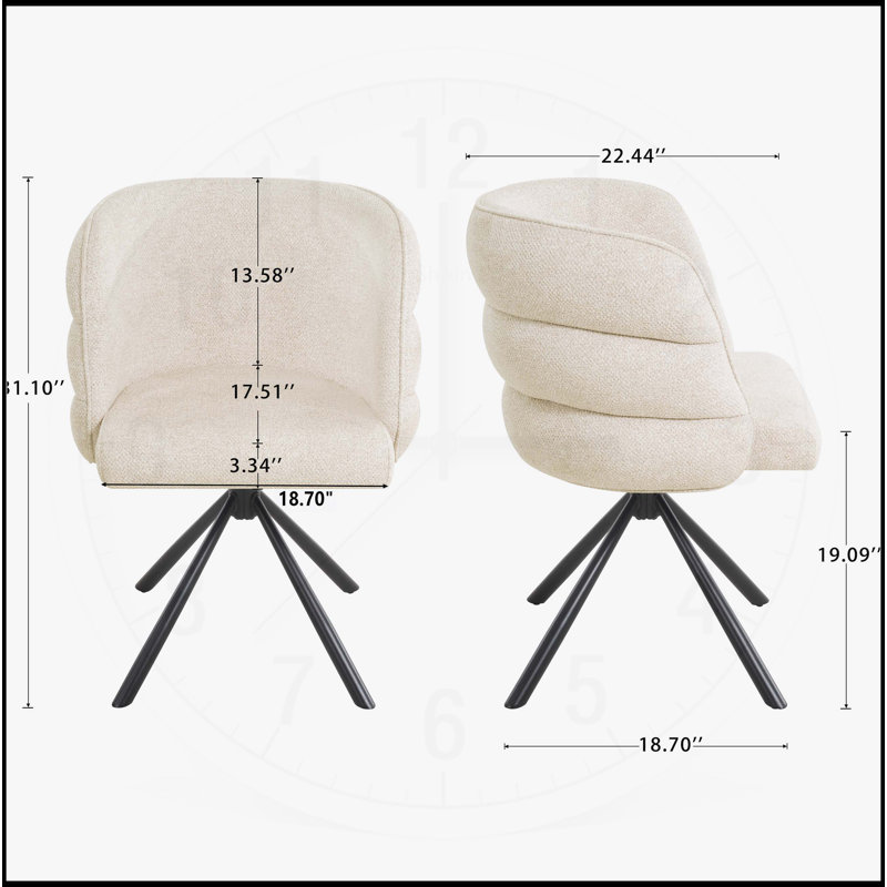 270° Swivel Upholstered Home Office and Dining Chairs Set, Ideal for Various Rooms with Comfort and Functionality, Beige