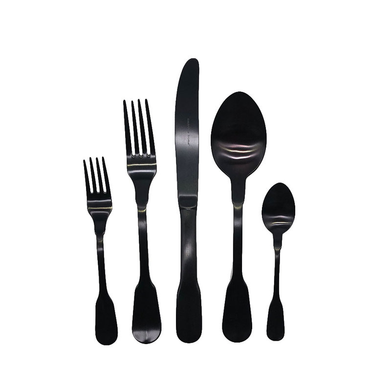 Madrid 5 Piece 18/10 Stainless Steel Flatware Set, Service for 1, Black