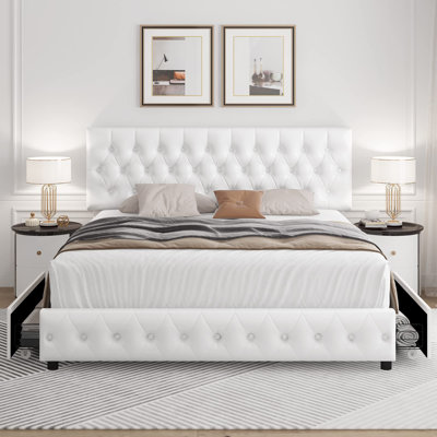 Modern Bed Frame with 4 Drawers by Lark Manor