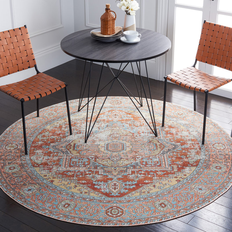 Haracha Performance Oriental Rug, Round 6'7"