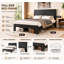 Structure de lit plateforme double avec lattes de bois et rangement sous le lit, noir