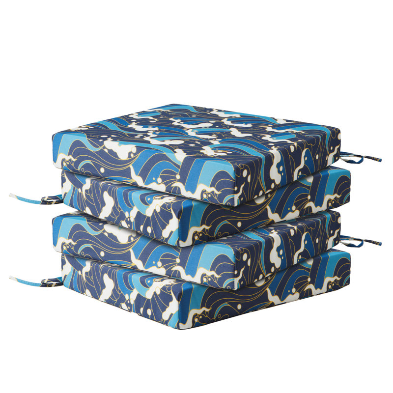 3" H Water-Resistant Outdoor Seat Cushion, Multi-Colore Navy