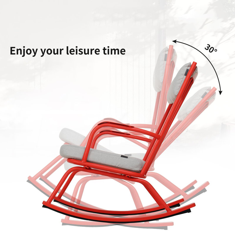 Ensemble de chaises berçantes d'extérieur 3 pièces, Rouge