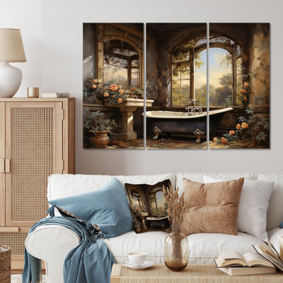«Bathroom Vintage Elegance I» sur toile, ensemble de 3 pièces