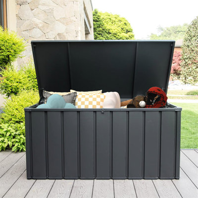 Large Outdoor Deck Storage Box - 120 Gallon, Waterproof, Lockable, For Patio Items Gallon Stores