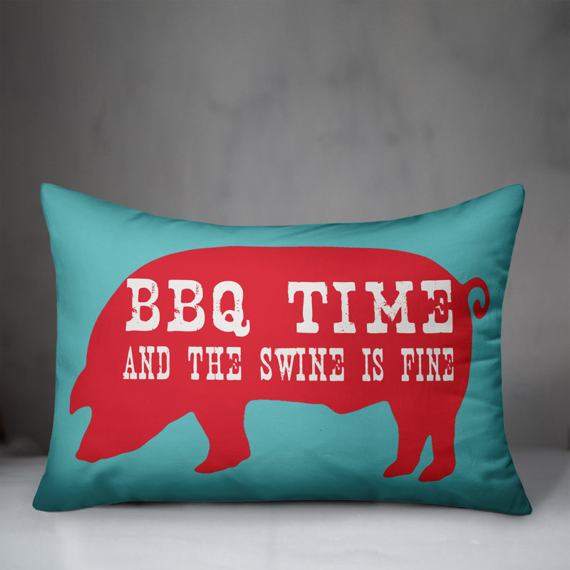 Summer Fun BBQ Time Swine Outdoor Lumbar Pillow