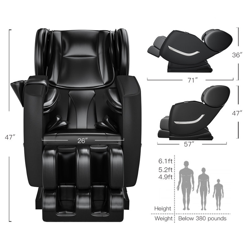 Fauteuil de massage inclinable électrique en similicuir, Similicuir noir