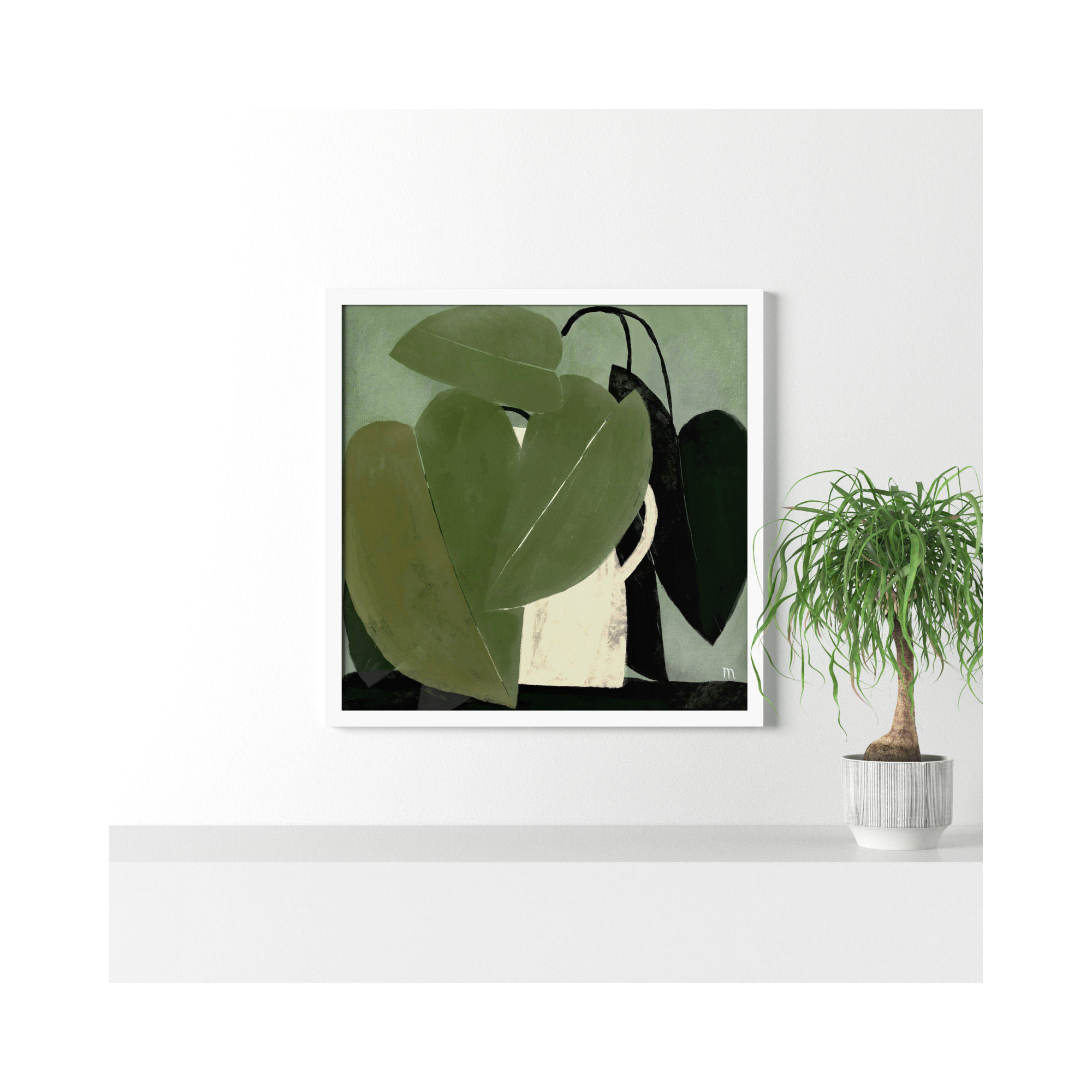Green On Green by StudioM, White, 36" H x 36" W x 1.25" D
