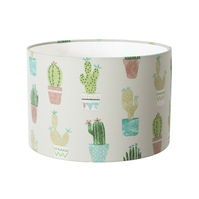 23cm H Cotton Drum Lamp Shade ( Screw On ) in Cactus Green, 23cm H x 35cm W x 35cm D