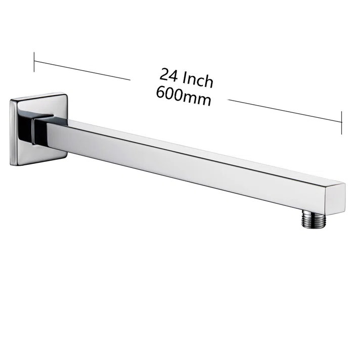 L1LSJ-600A Brushed Gold 600mm 24 Inch Extra-long Square Shower Arm With Flange, Chrome