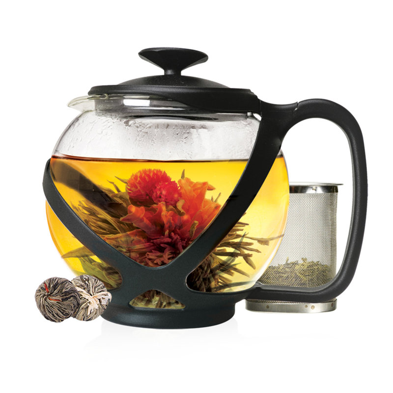 Red Barrel Studio® Wilderich 40 fl. oz. Stovetop Safe Glass and Stainless Steel Clear Teapot For