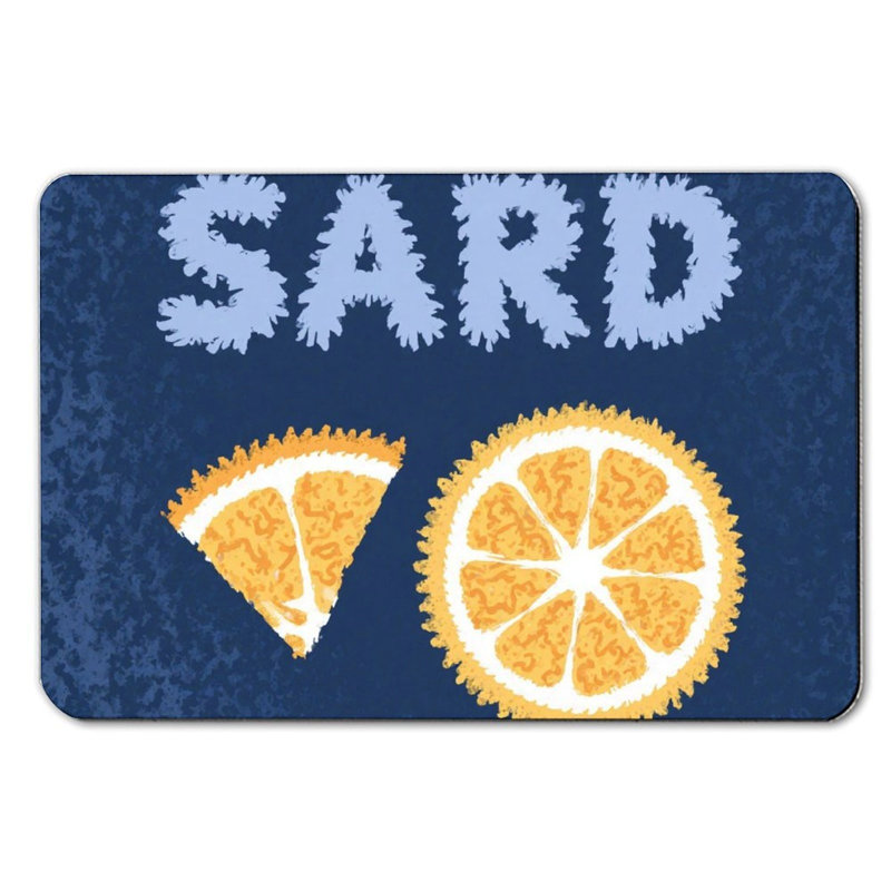 Vivid Navy Lemon Text Print Bath Mat, 36 X 24