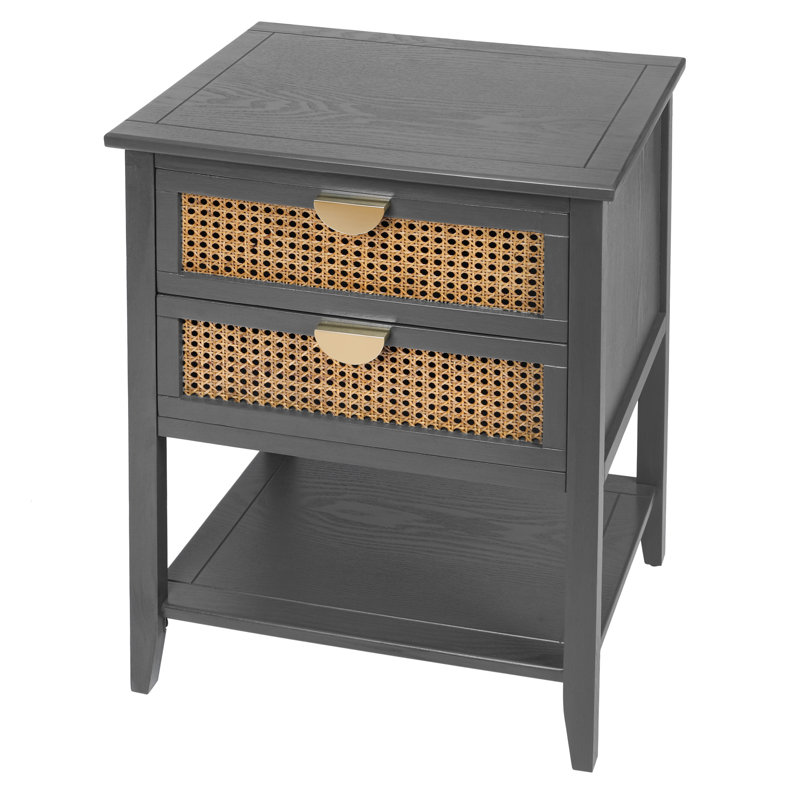 Table d'appoint grise 2 tiroirs