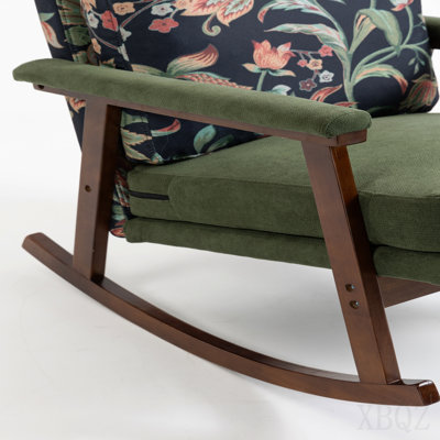 Chaise d'appoint Mid-Century moderne, chaise berçante avec structure en bois, chaises de salon rembourrées, fauteuil de lecture pour véranda de chambre à coucher