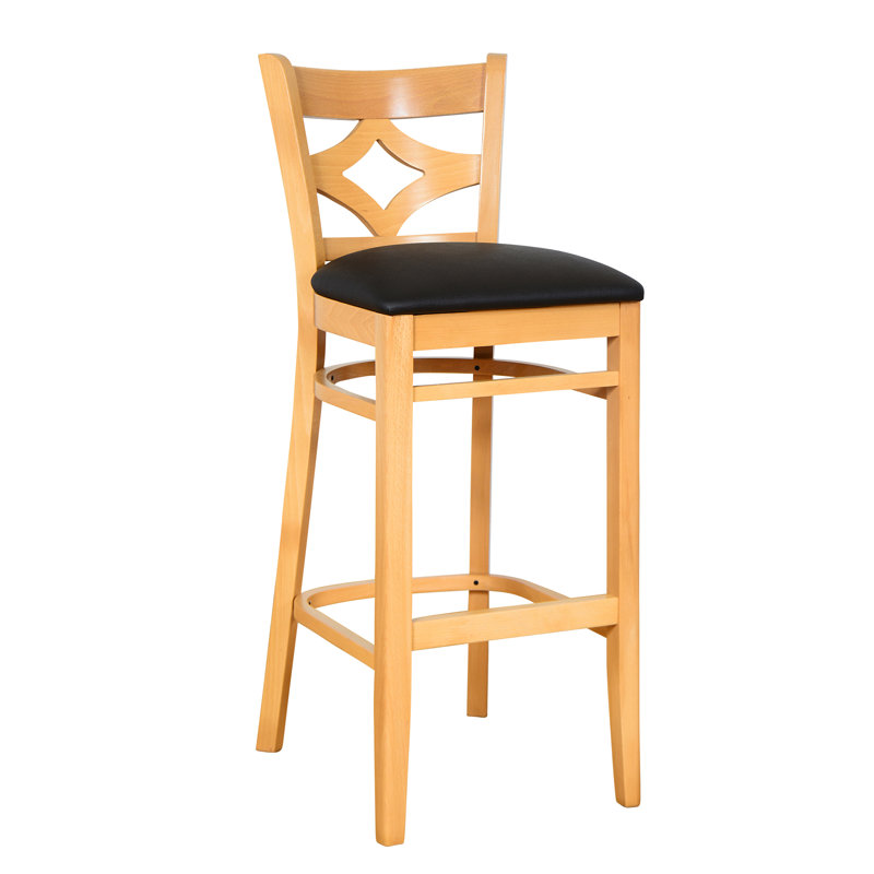 Stahr Upholstered Counter Stool with Solid Wood Frame, Natural, Bar Stool (30" Seat Height), Black