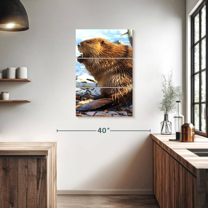 Brampt Beaver In Winter, 38" H x 24" W