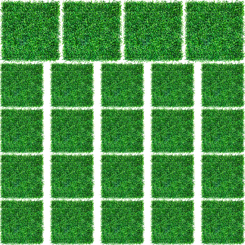 24 PCS 20"x20" Green Artificial Boxwood Hedge Panels