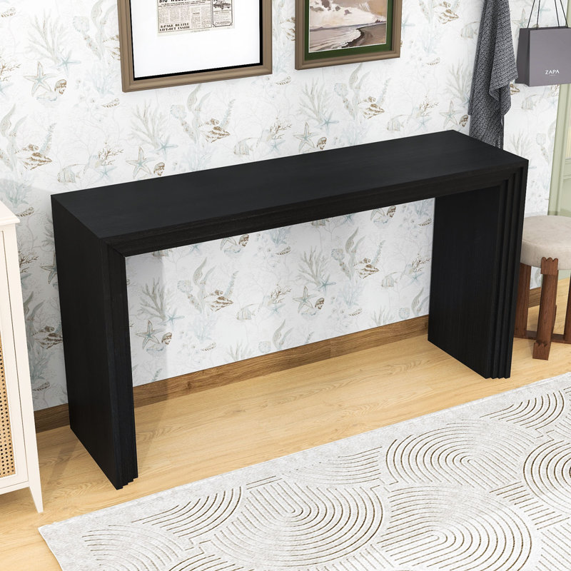 Modern Striped Console Table - Stylish MDF, Functional & Sturdy, Black